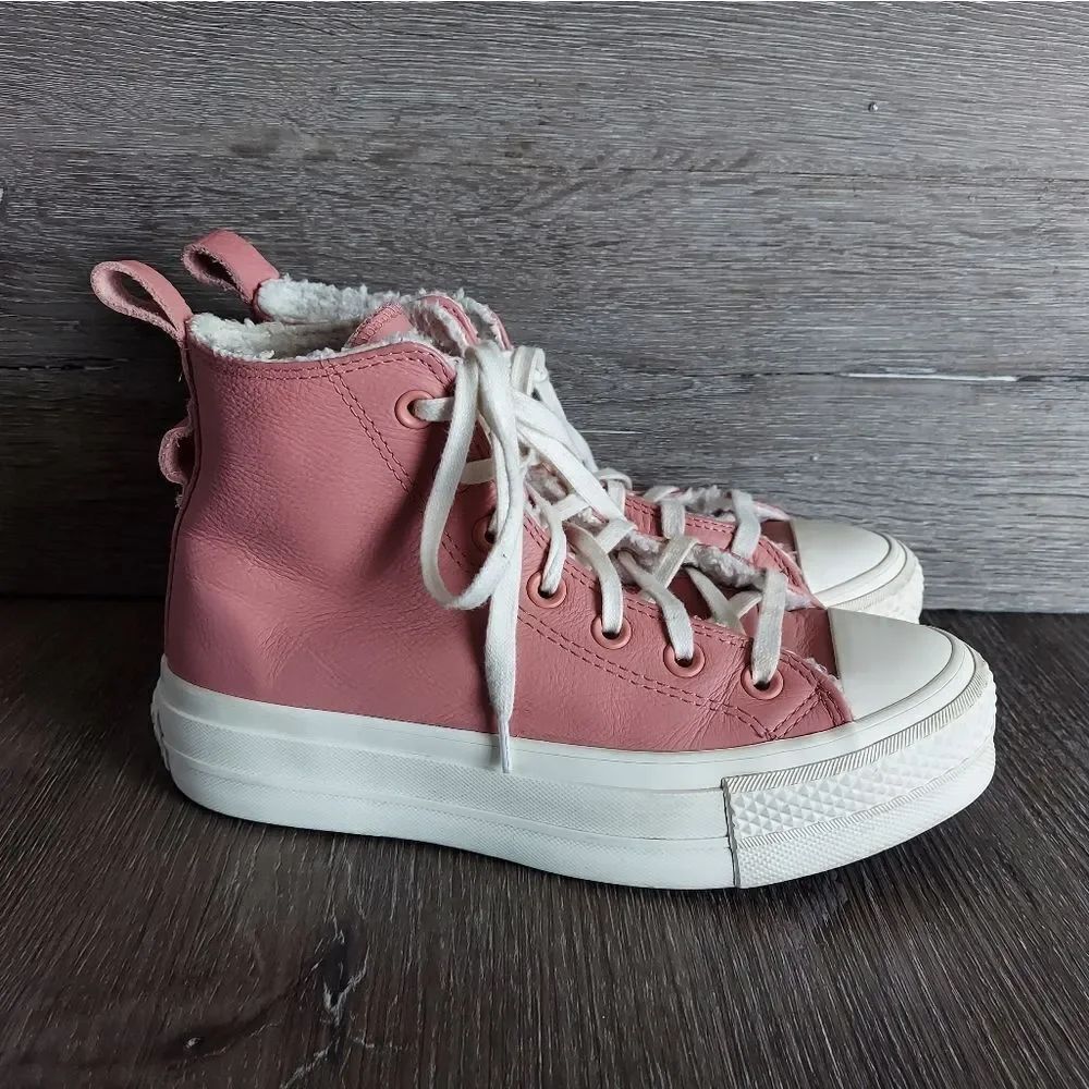 Converse Pink Chuck Taylor All Star Cozy Sherpa Platform Lift Hi Sneakers Size 6
